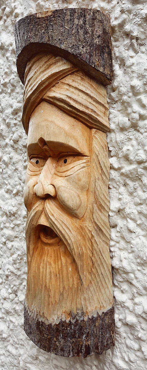 Hand Carved Half Log Greenman Wall Plaque 50cm 014